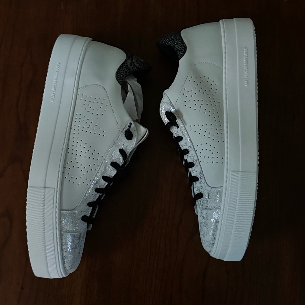 P448 Silver and White Sneakers Thea Platform Leather Sz 43 fits 11 women’s - Picture 5 of 11